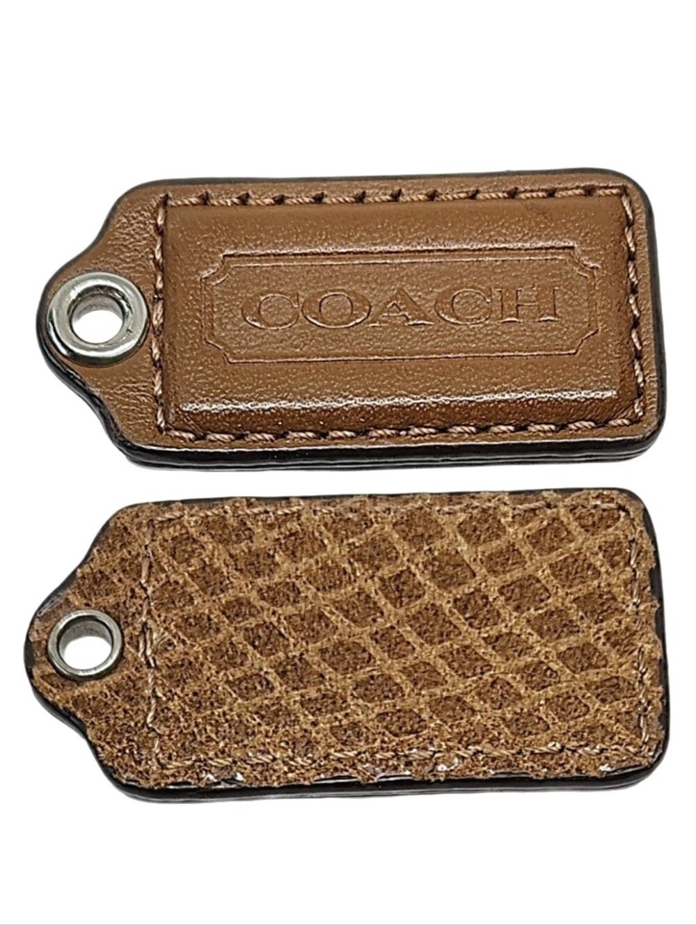 🐍 2" Coach Exotic Brown Python Snakeskin Leather Hangtag Bag Fob Keychain Charm